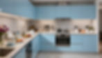 Modern light blue kitchen cleaning before and after photos