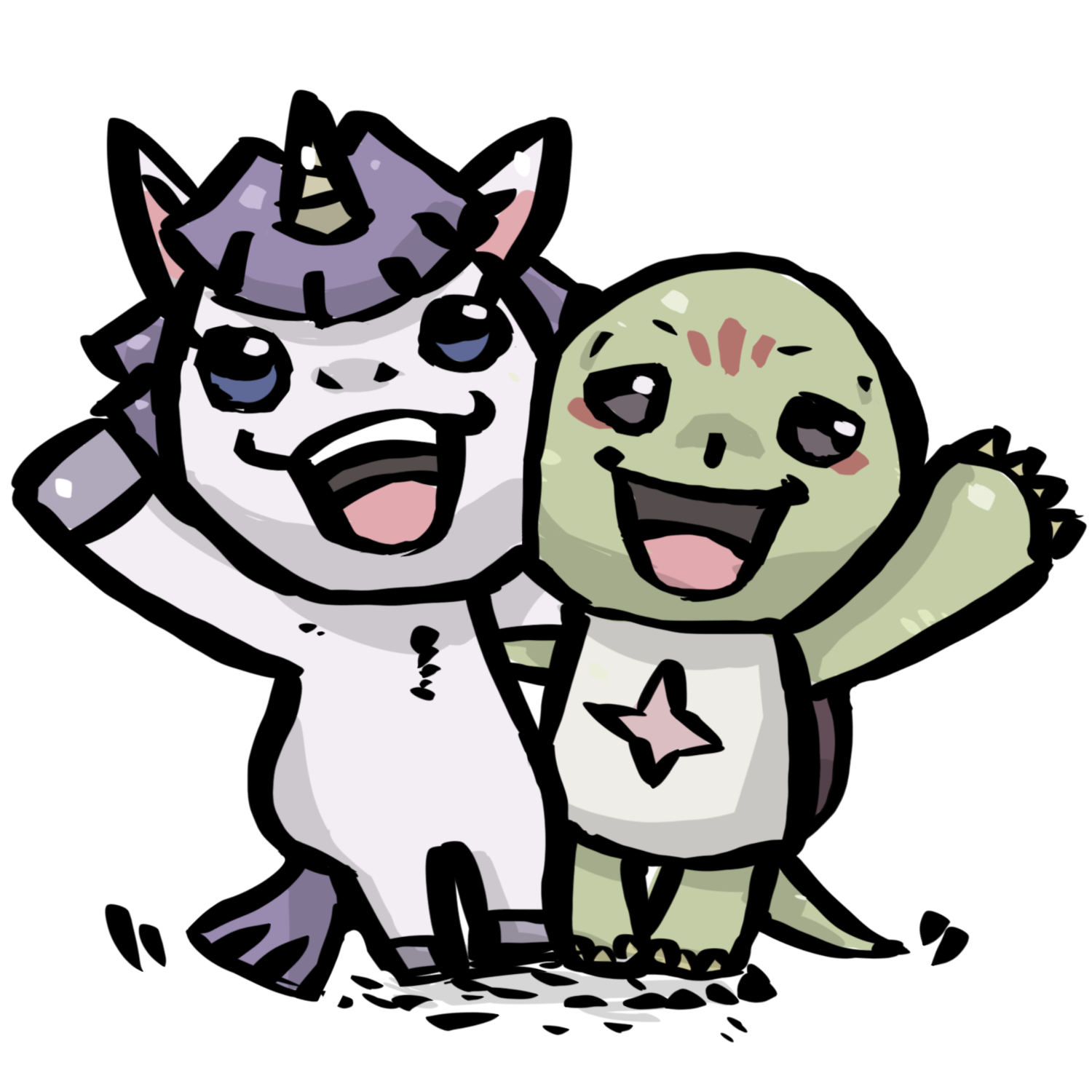 肩を組むエマとタルトのイラスト