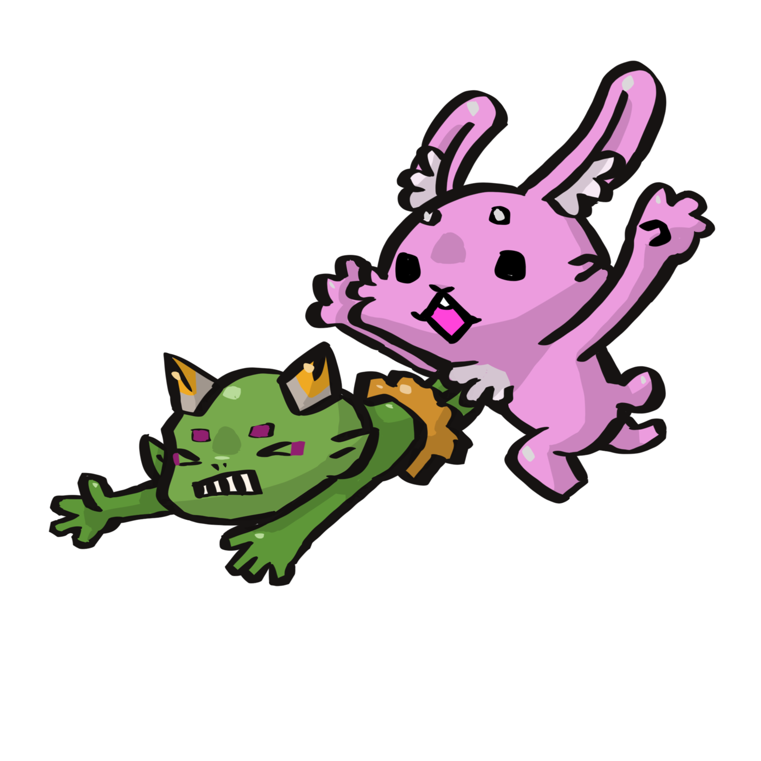 おいかけっこをするヤーマとルナのイラスト