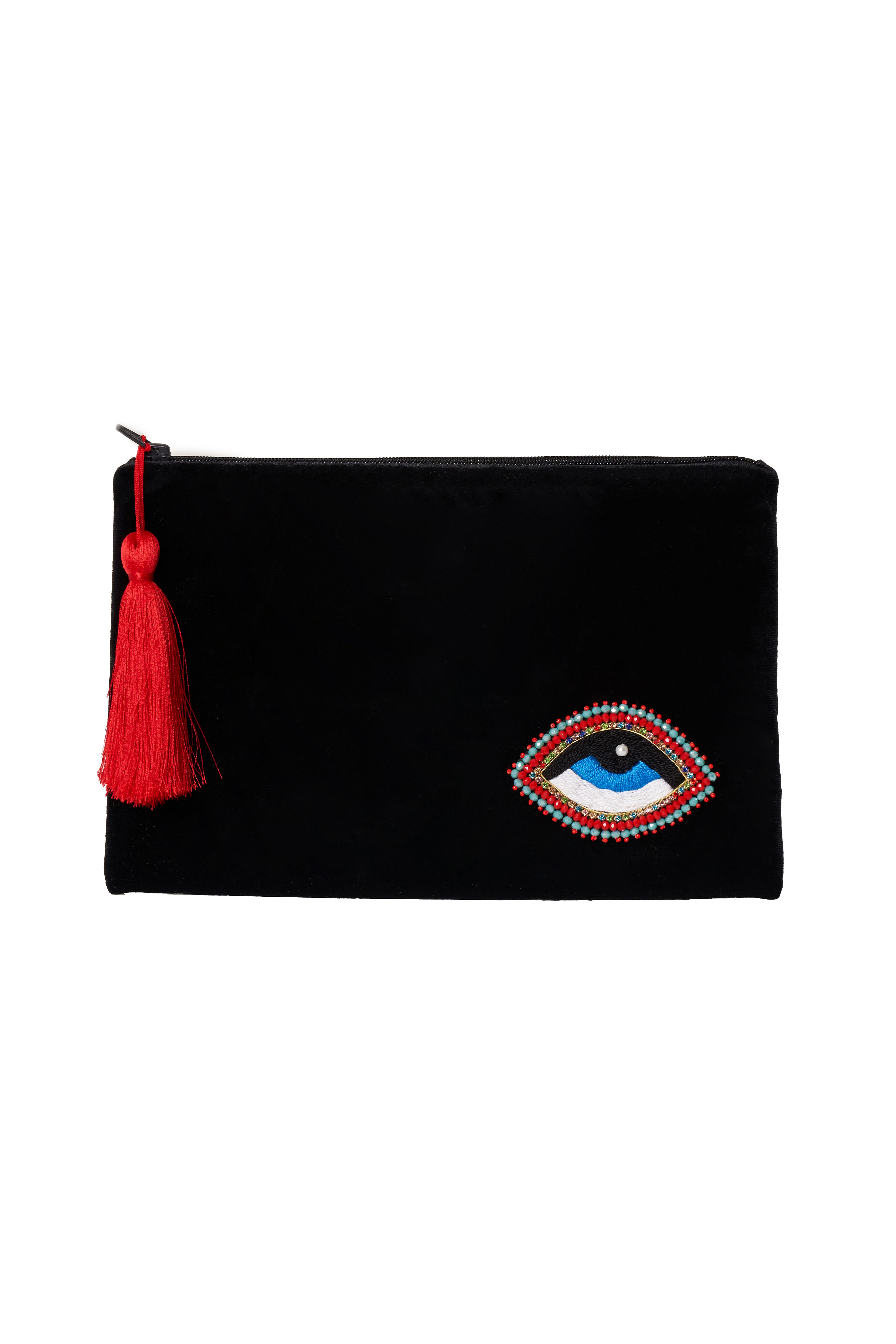 Red Velvet Küçük Kristal Göz Çanta
