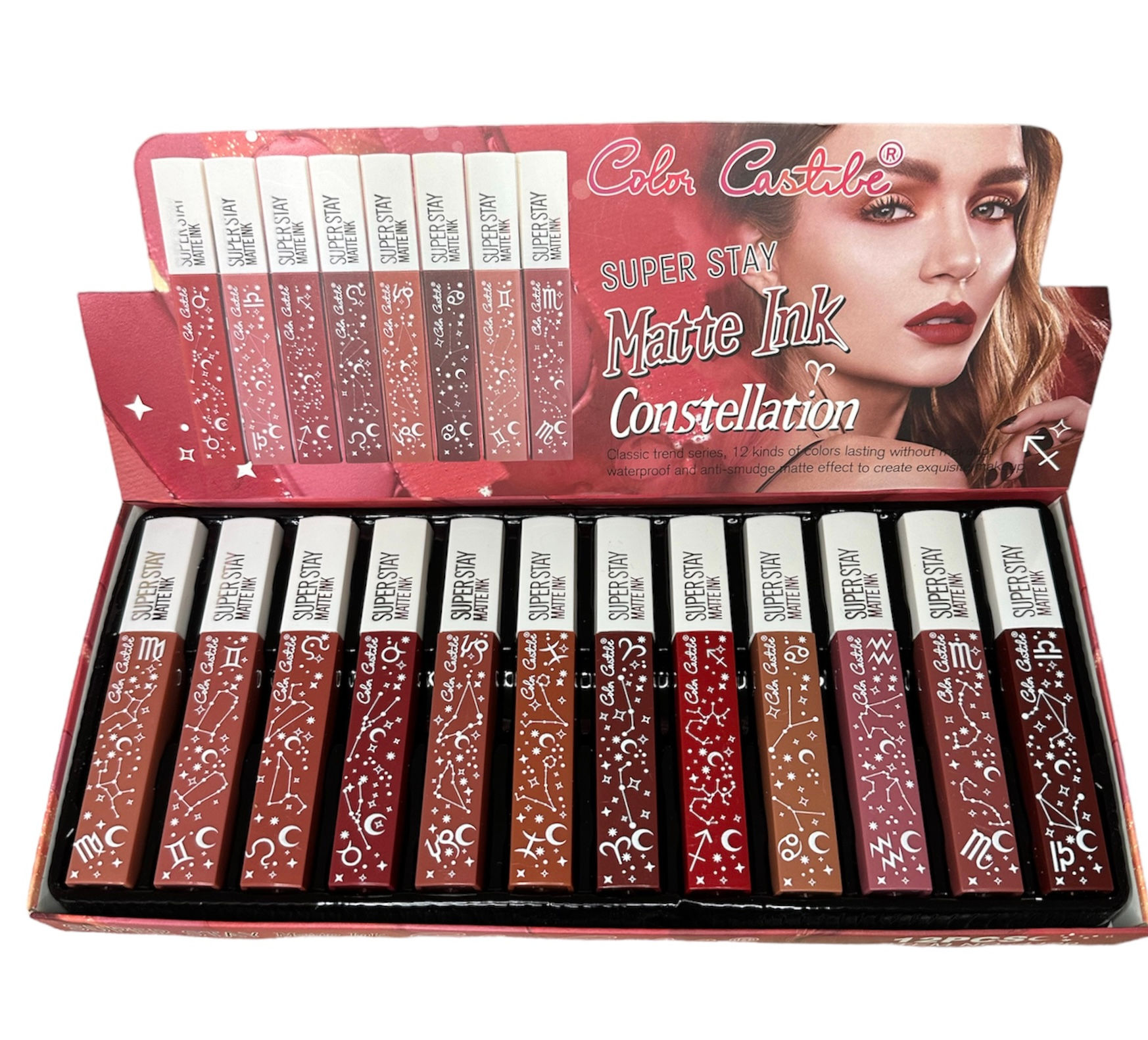 Caja 12 labiales matte constellation
