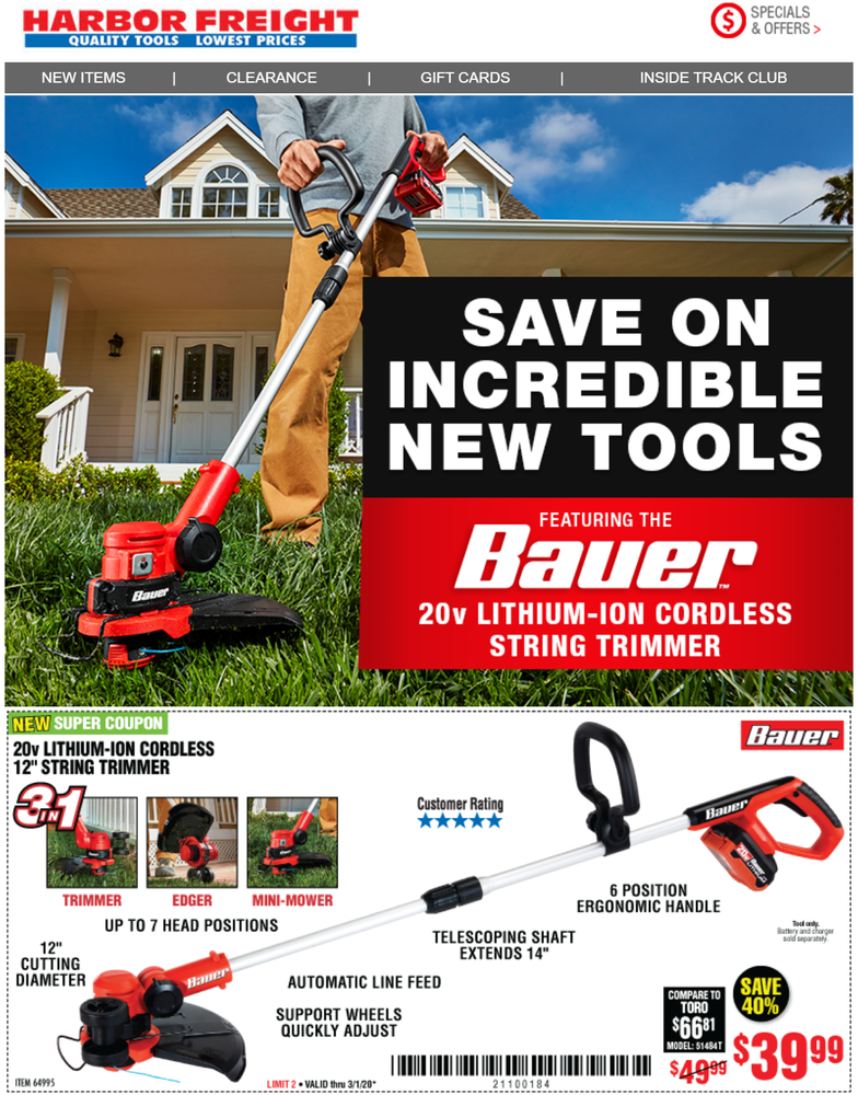 New Lawn Tools at Harbor Freight!
