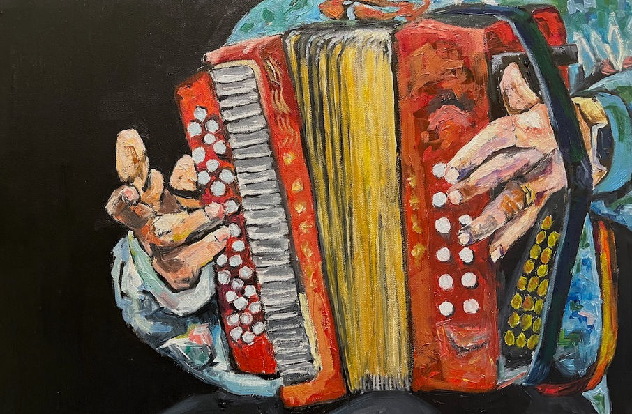 Governor General of Canada playing accordion while visiting Nunavut