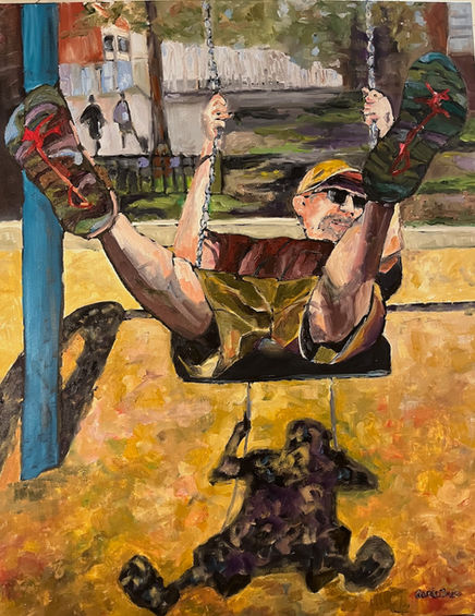 Adult swinging with joy