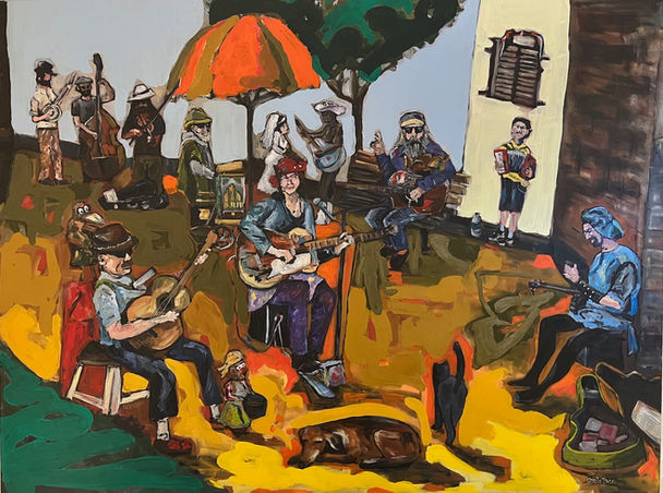 Street musicians from around the world playing in harmony