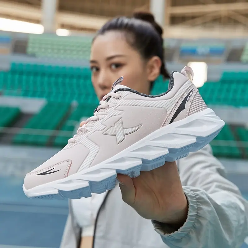 Thumbnail: Xtep Running Shoes Non-Slip Soft Women's Sports Shoes Leather Upper Shock