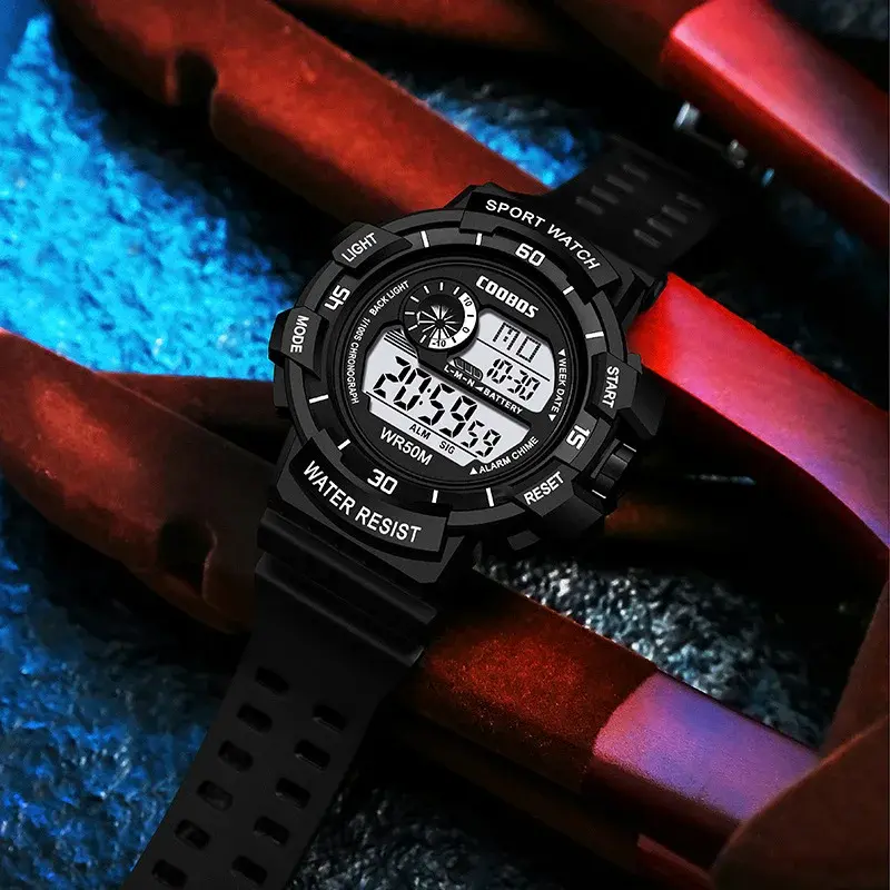 Thumbnail: COOBOS Digital Watch Men Waterproof Electronic Fashion LED Watches Luminous