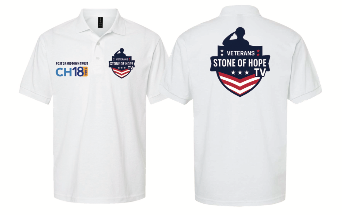 Stone of Hope Unisex Gildan® Polo – Screen Printed - White