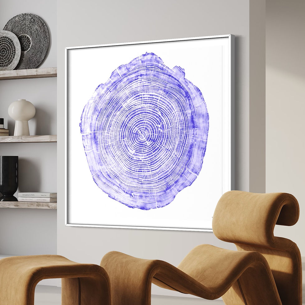 Thumbnail: Cedar Wood Print 47 x 47 inches- Blue Ink (Framed)
