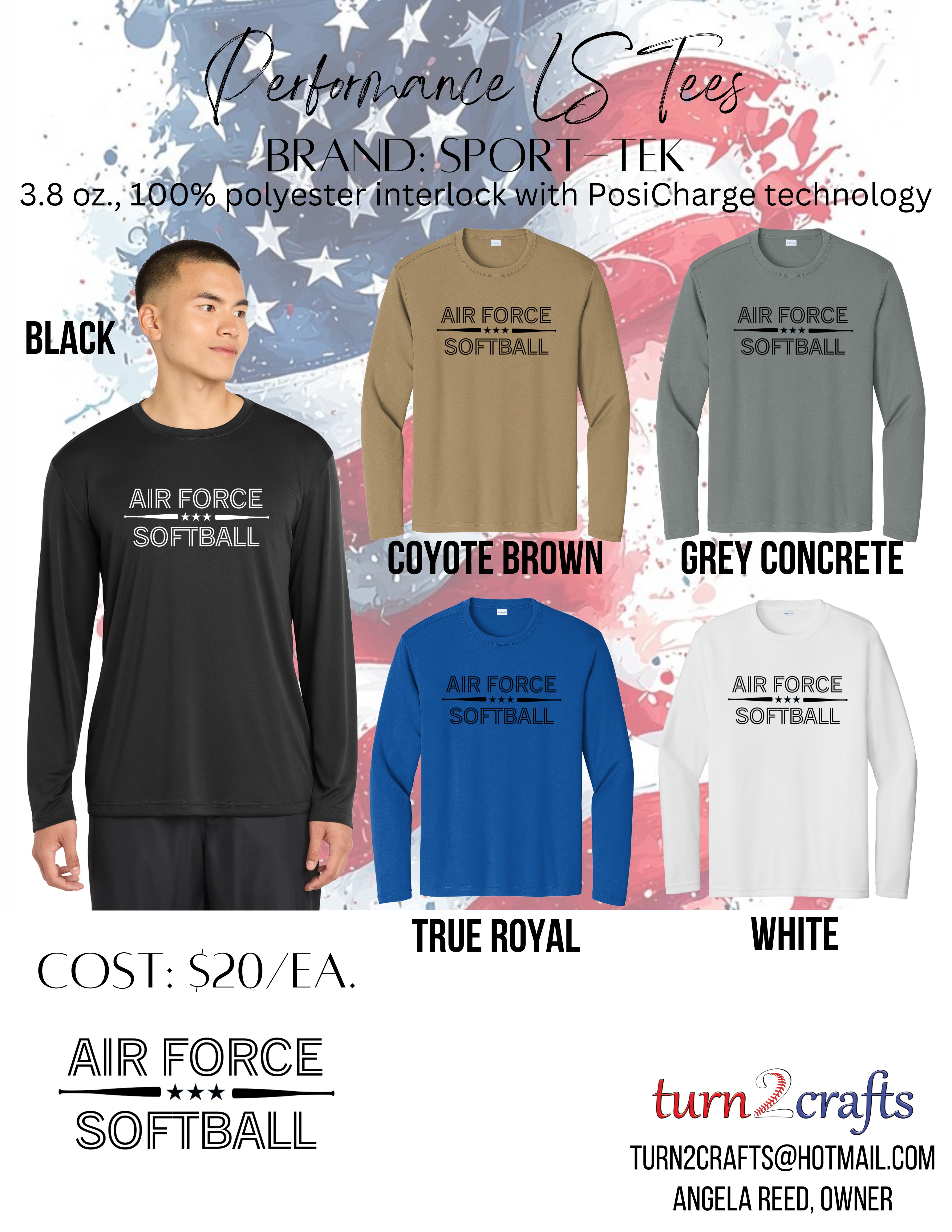 USAFA Softball Club Team Long Sleeved Performance Tees