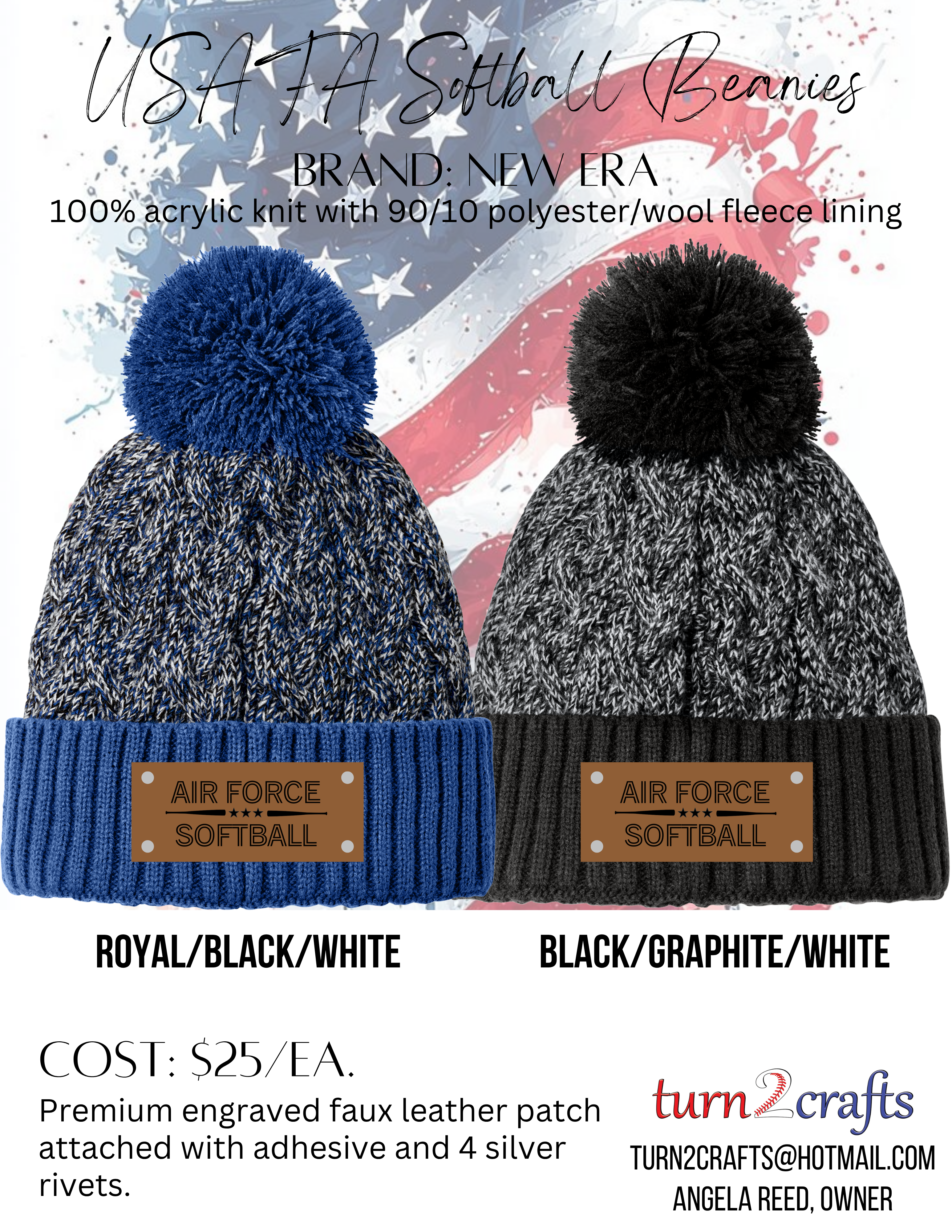 USAFA Softball Club Team Pom Beanies