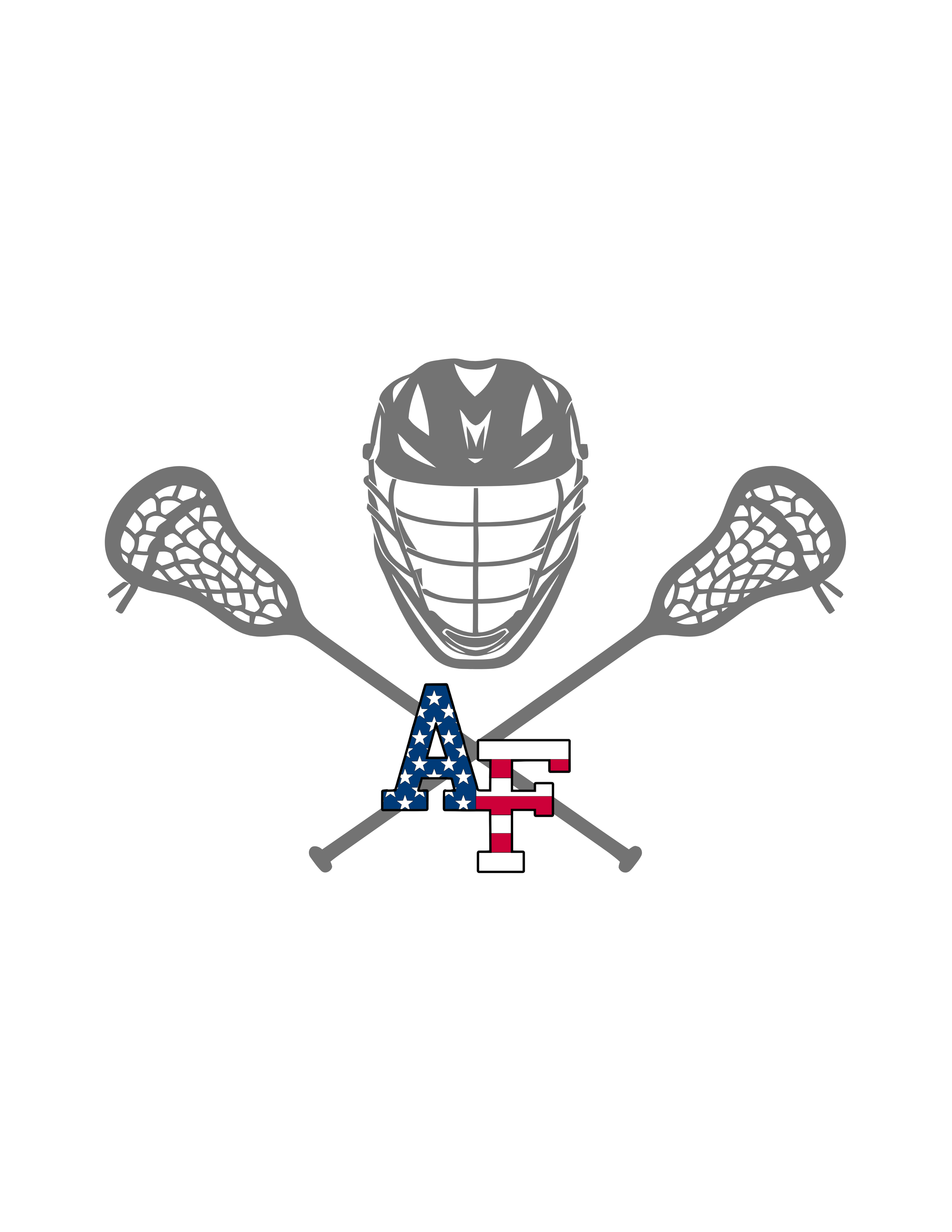 UV Perma Stickers - Air Force Lacrosse Helmet/Sticks in Grey w/AF Flag logo