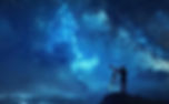Person using a telescope under a starry sky.