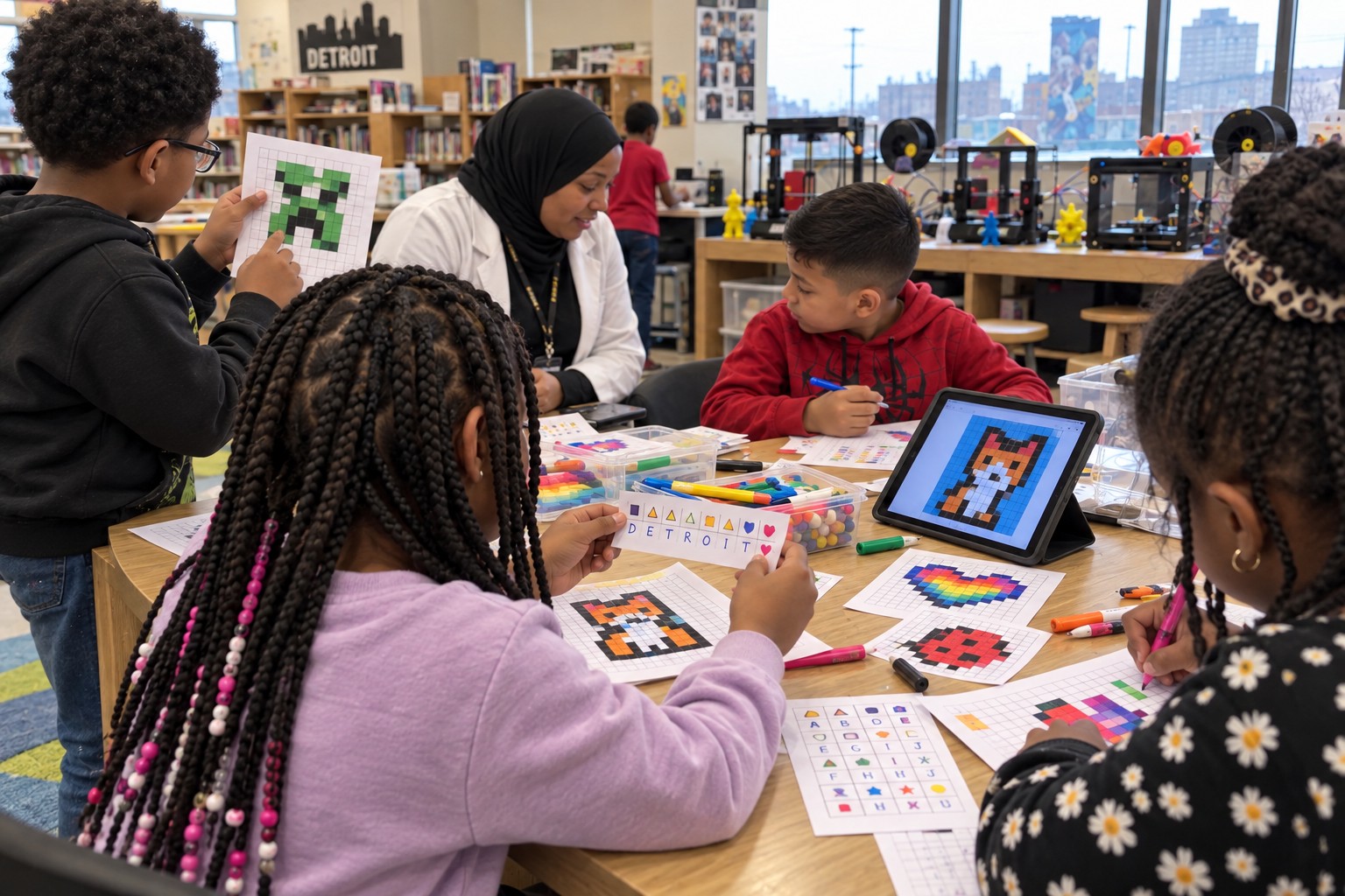 Pixel art and secret messages hands-on activity