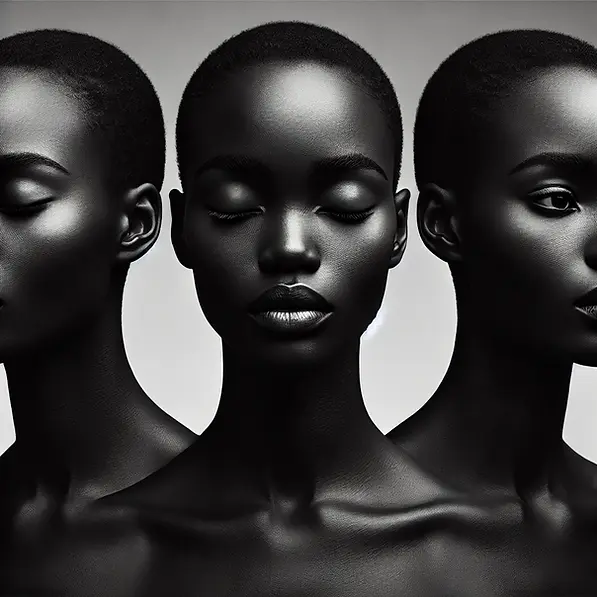 DALL·E 2024-10-10 02.28.20 - A high-contrast black and white image featuring three portrai