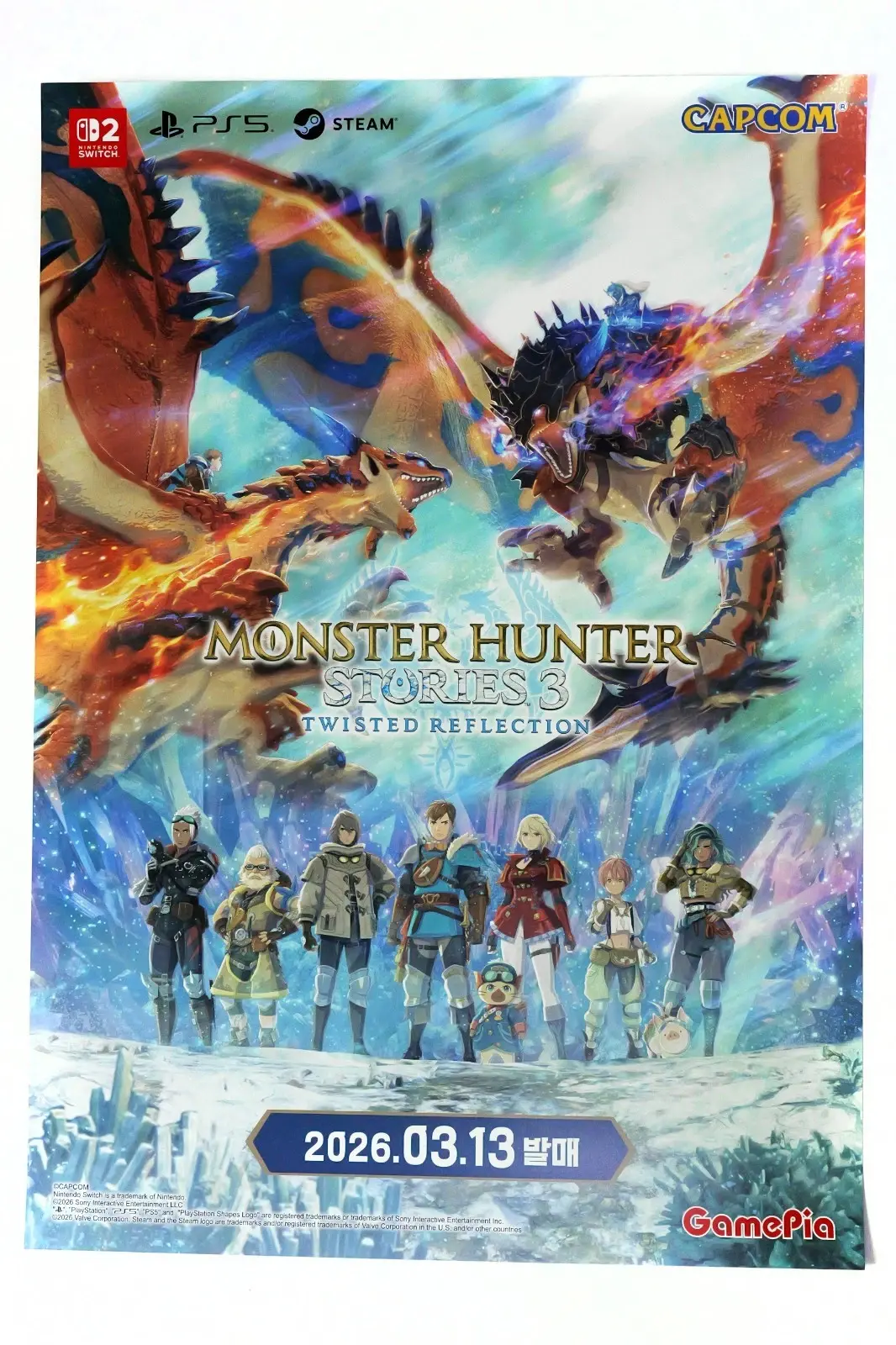Monster Hunter Stories 3 A2 Korean promo poster CAPCOM PS5 Switch (NEW)