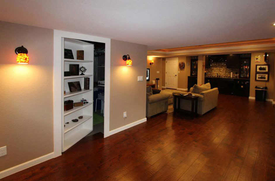 Finished Basement Wet Bar Theater Hidden Door
