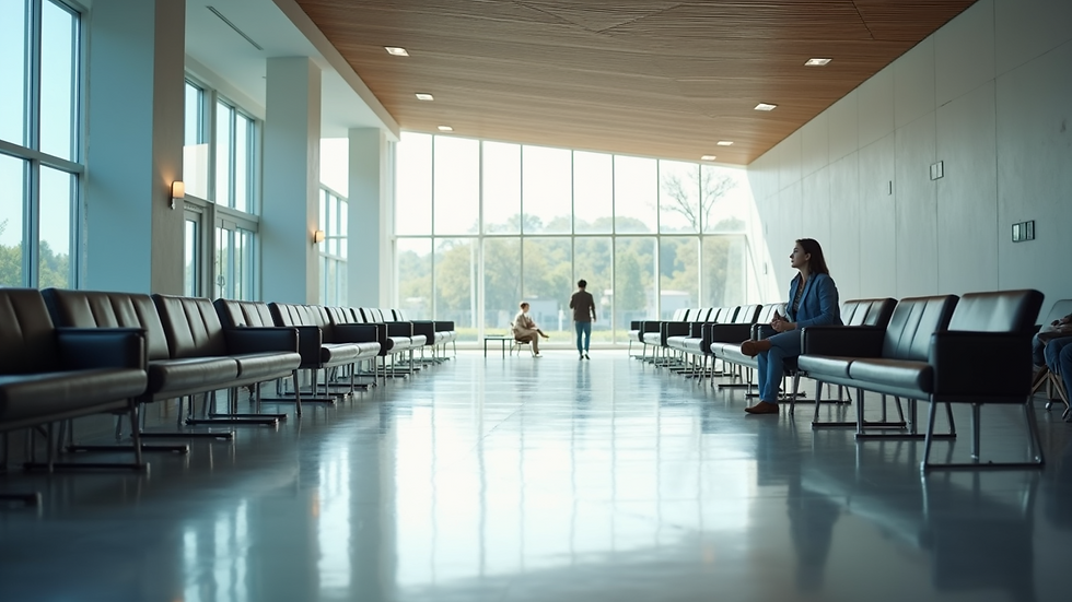 Eye-level view of a peaceful waiting area at Oracare