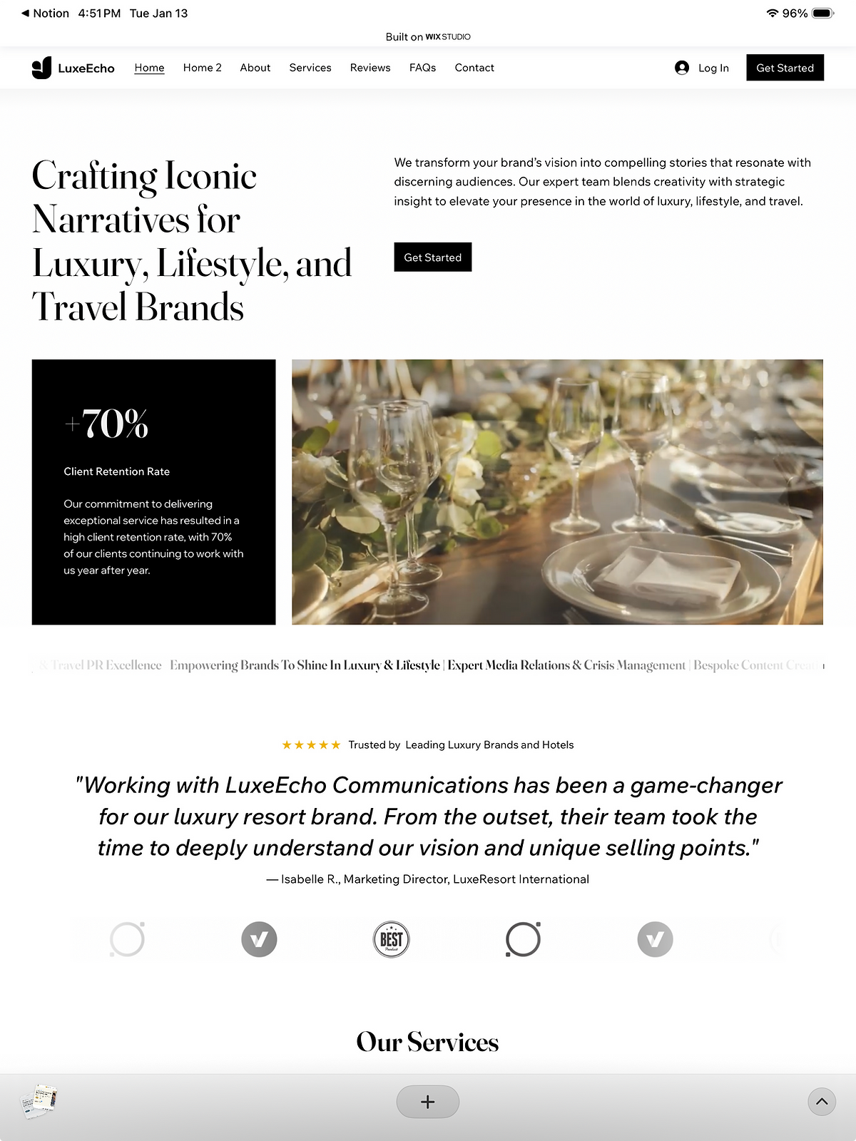 Luxe Echo Wix Studio template