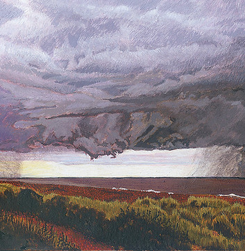 STORM OVER ANDERBY CREEK, egg tempera on gesso board