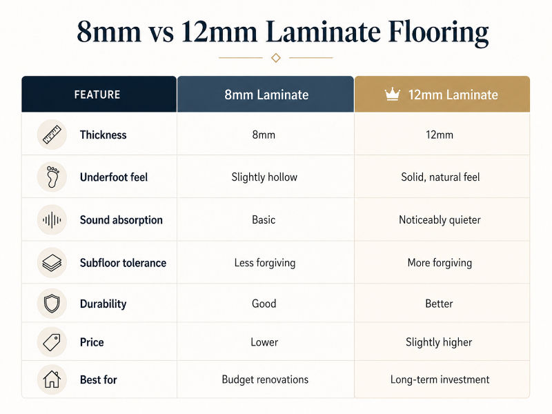 Laminate flooring comparison: 8mm vs 12mm