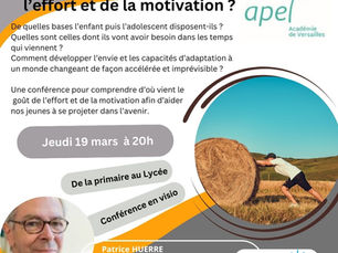 Conférence : "D'où vient le goût de l'effort et de la motivation