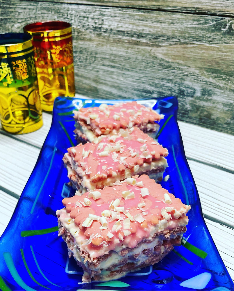 Israeli Pink Biscuit Cake no baking