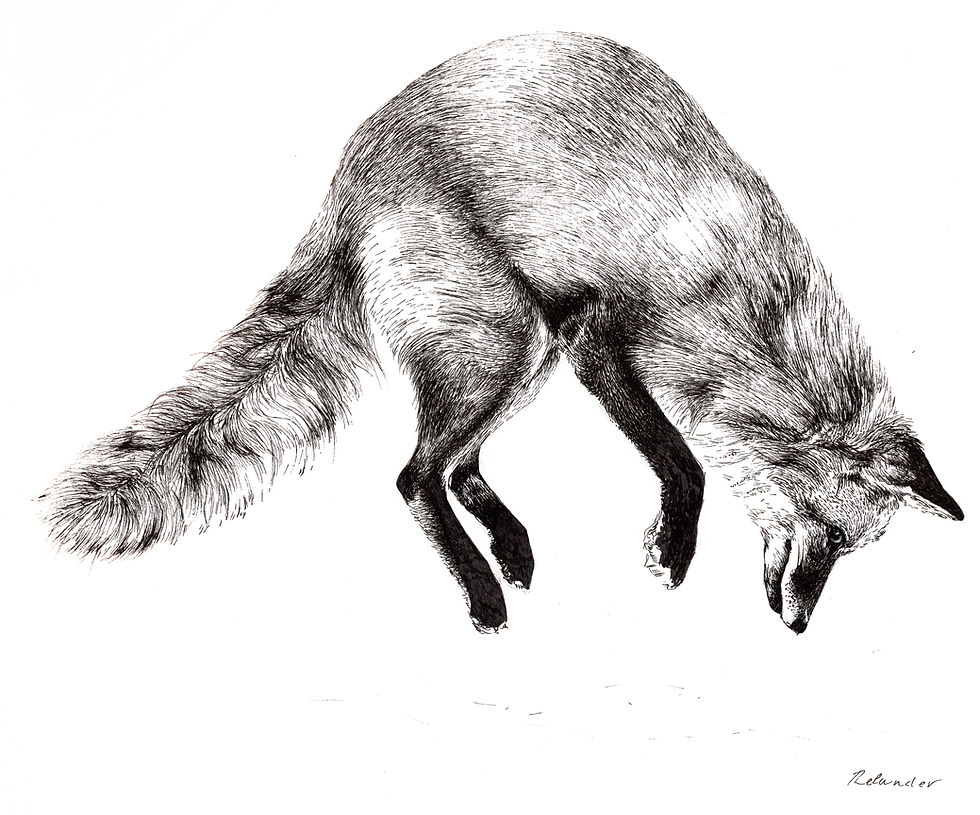 Miniature : Renard bondissant - Impression