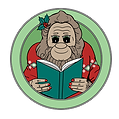 Our logo of a Sasquatch reading book.