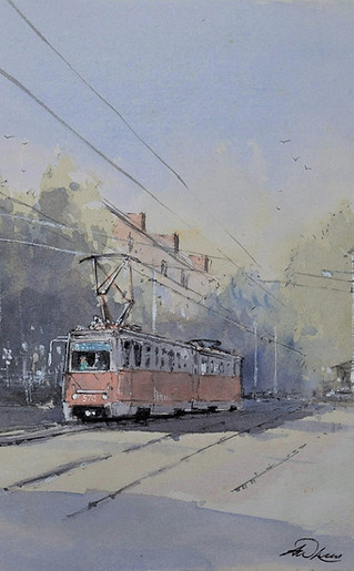 Early start on the tram, Krasnodar.