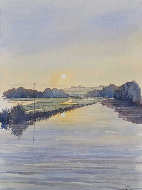 The morning sunrise over the river Dart in Devon, England