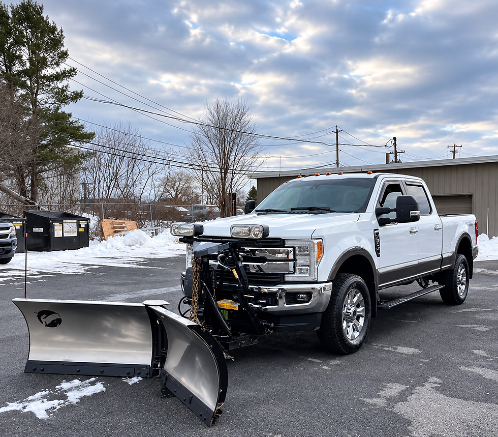 Snow plow truck used for residential snow removal