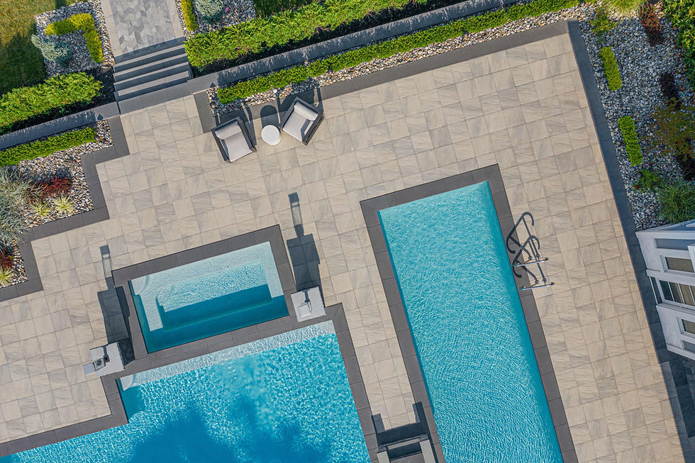 A great selection for this pool decking; Everest collection by Techo-Bloc with Raffinato copping.