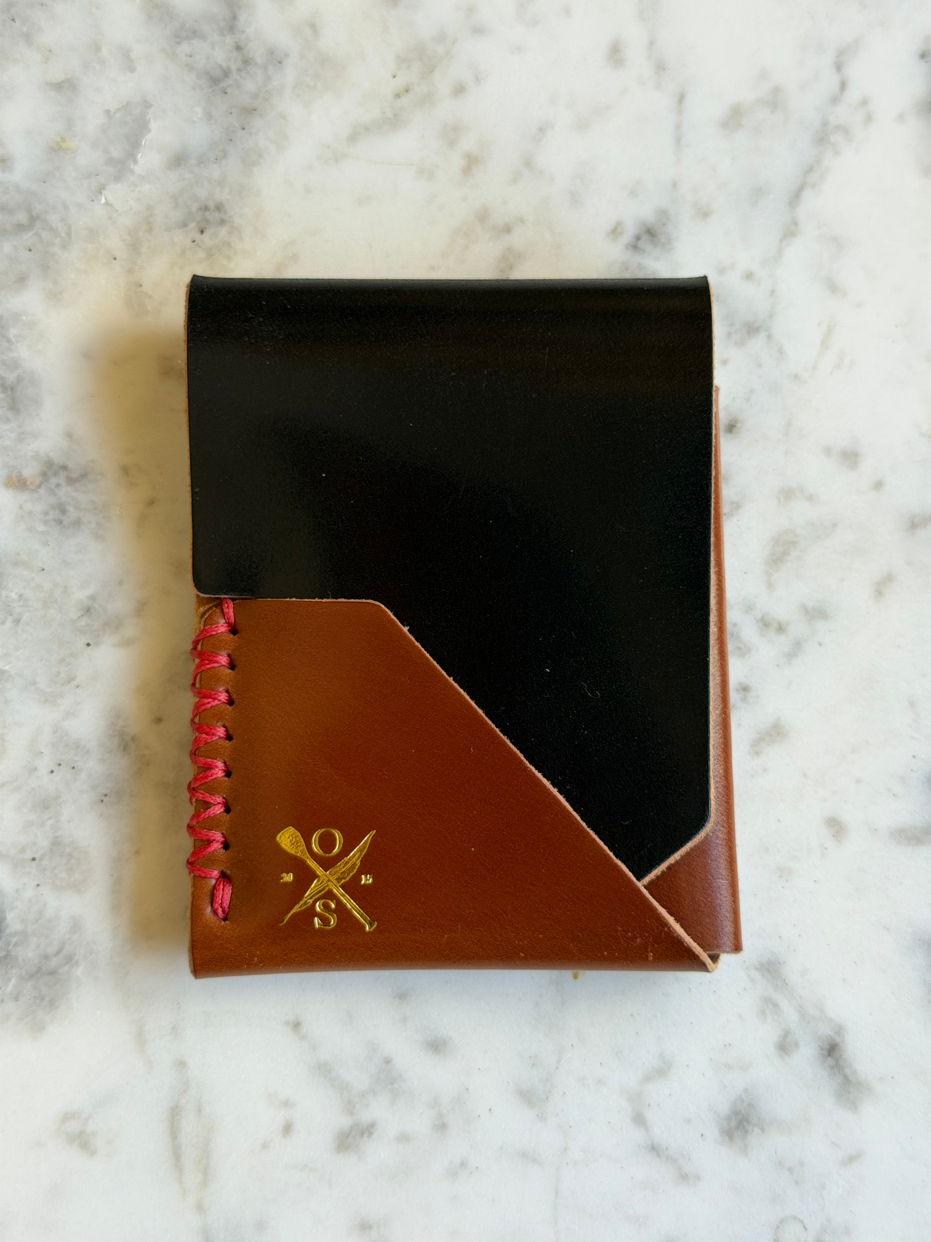 Houbei Mini Shell: Gold logo/Cognac/Black/Red