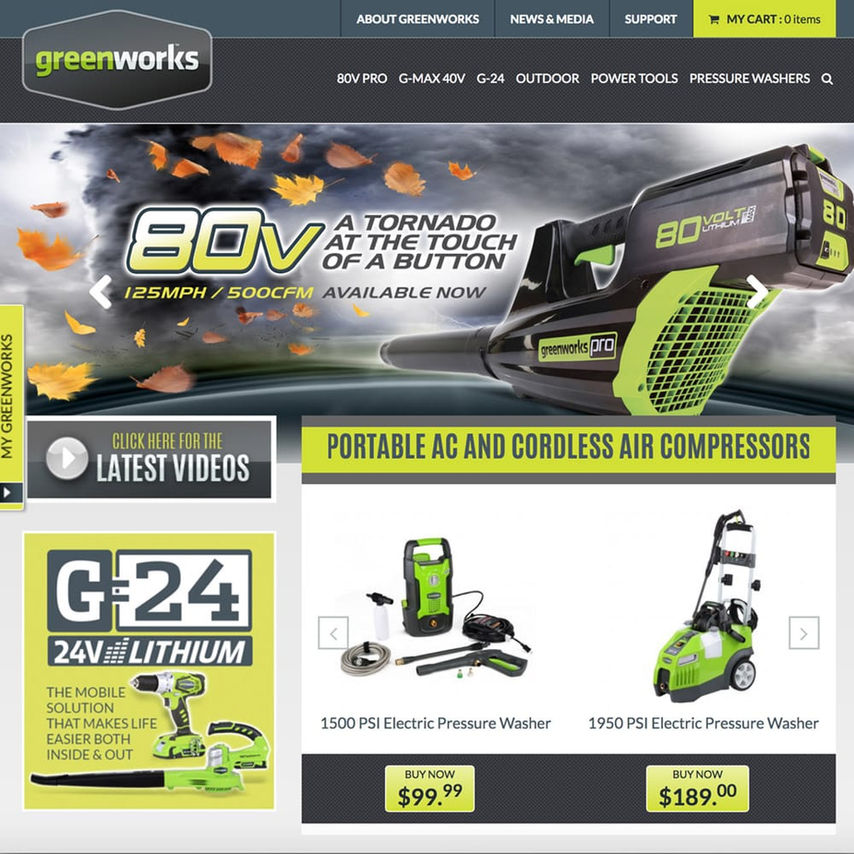 Greenworks Tools E-Commerce Website
