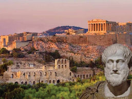 Liceu i Aristotelit Aristoteli, mësuesi i mbretit të mbretërve, Aleksandrit të Madh, në moshën diku pesëdhjet vjeçare