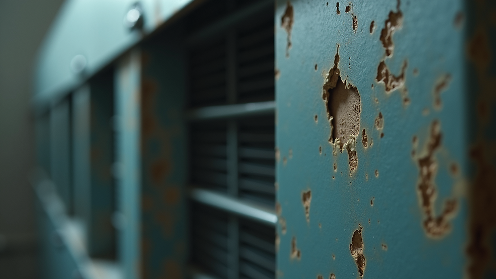 Close-up view of an HVAC unit showing signs of wear and tear