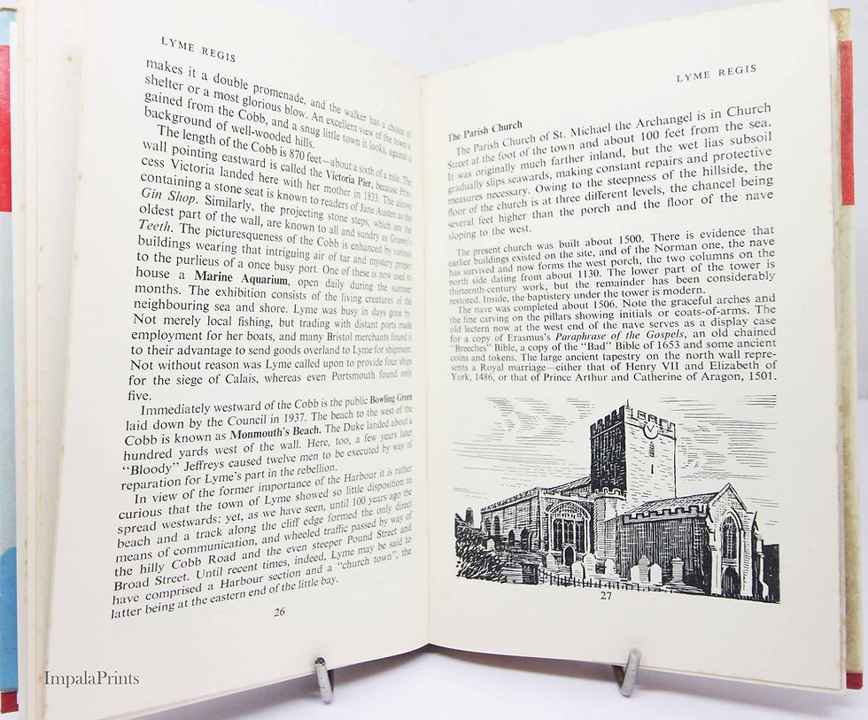 Thumbnail: Lyme Regis, Devon Dorset Hardback Vintage guide Book Red travel book vintage ol