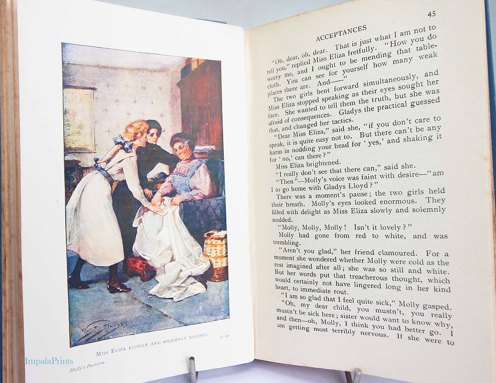 Thumbnail: Molly's Decision Antique illustrated story book Fiction book blue Hardback ficti