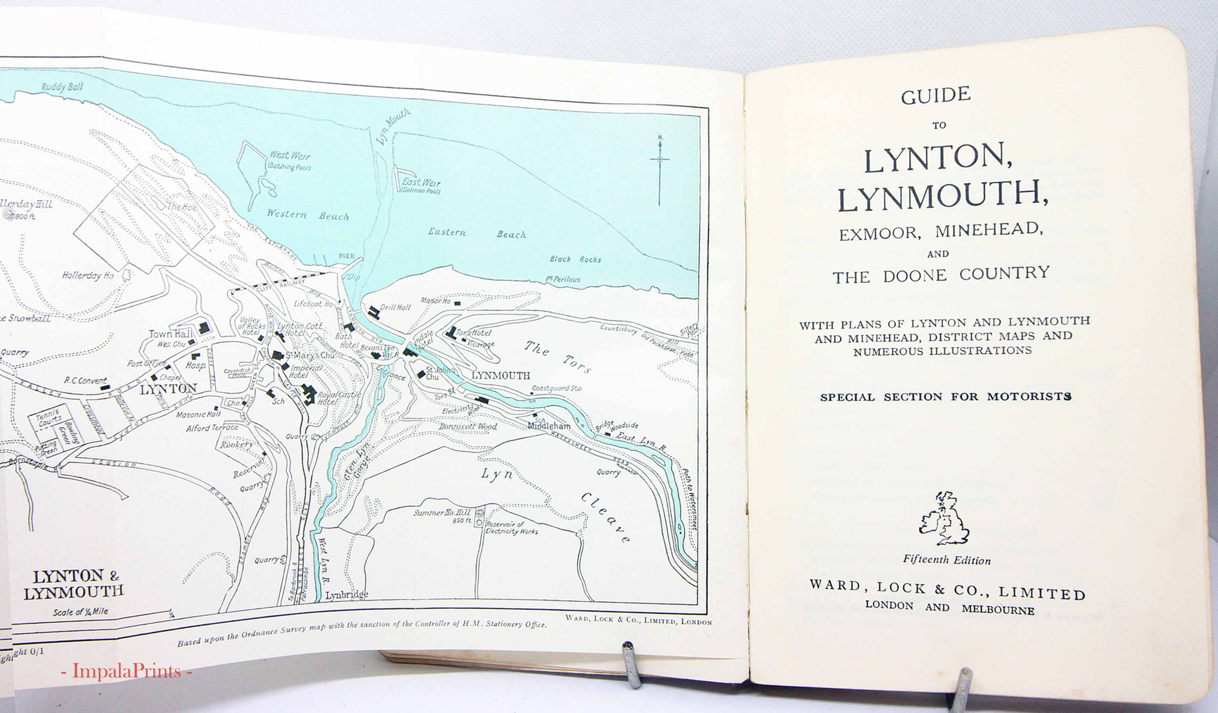 Lynton Lynmouth Travel Guide Illustrated Vintage Book Red Antique Maps Collectib