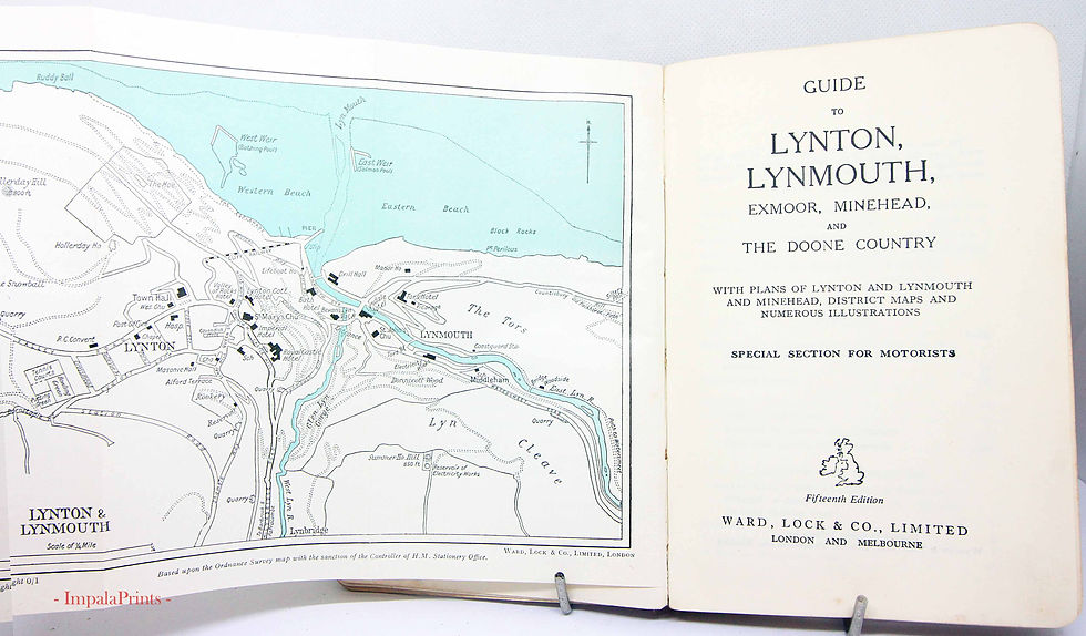 Thumbnail: Lynton Lynmouth Travel Guide Illustrated Vintage Book Red Antique Maps Collectib