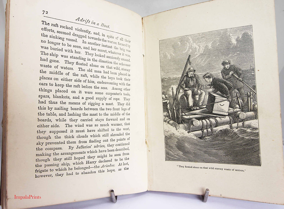 Thumbnail: Antique Vintage Maritime Adventure, Adrift in a Boat by W.H.G. Kingston, Tall Sh