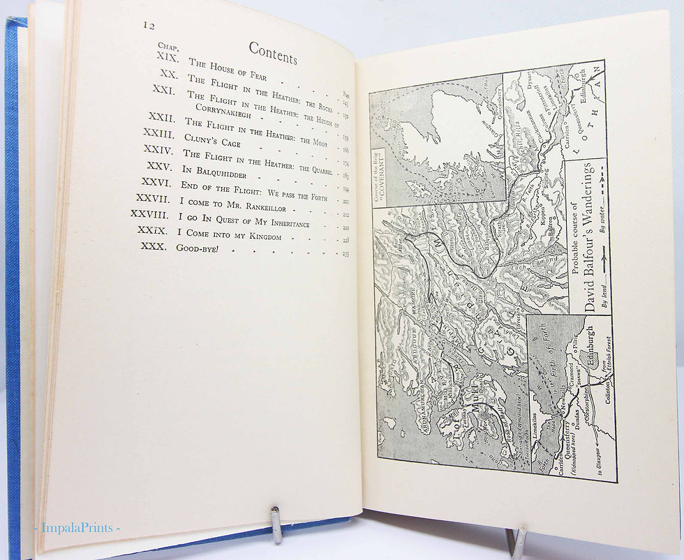 Thumbnail: Kidnapped by R.L. Stevenson 1942 Blue Hardback – Illustrated Vintage Adventure B