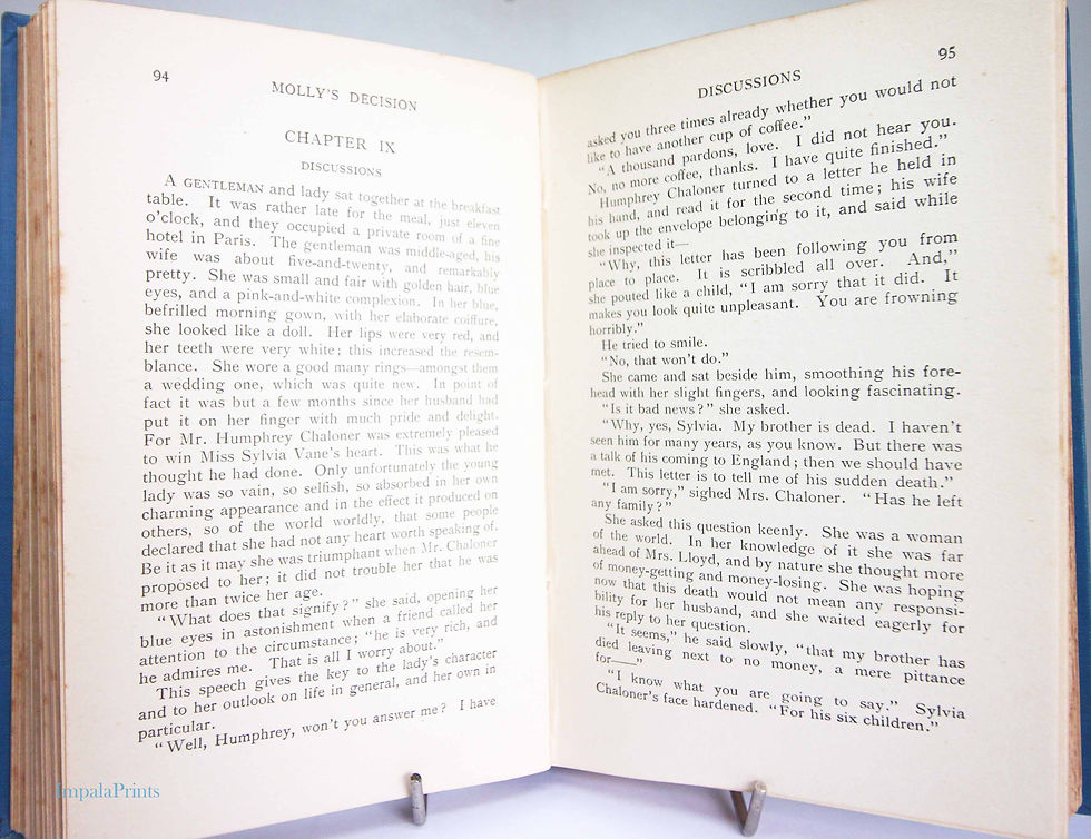 Thumbnail: Molly's Decision Antique illustrated story book Fiction book blue Hardback ficti