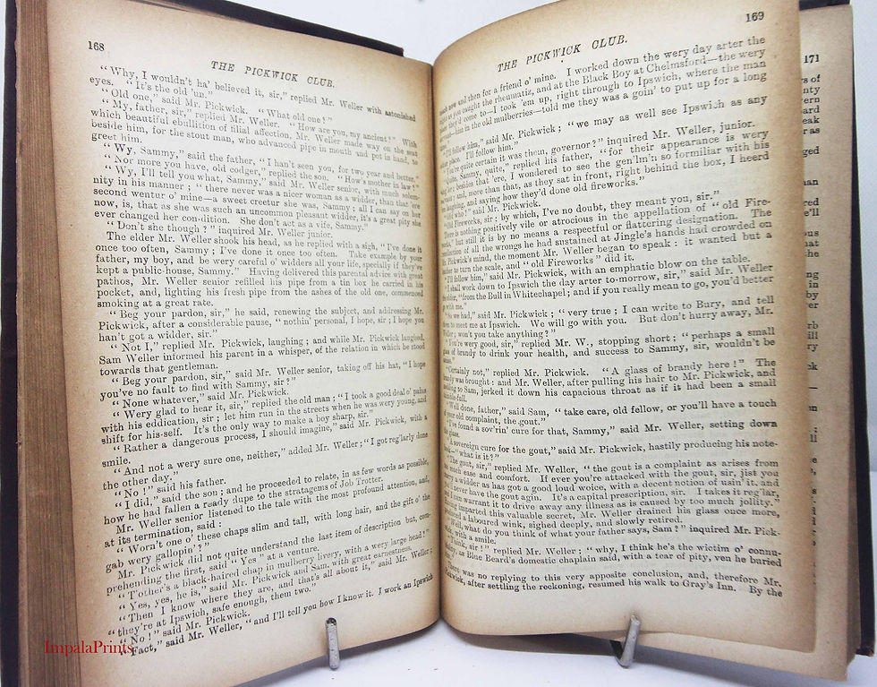 Thumbnail: Antique Pickwick Papers, Charles Dickens Vintage Large Hardback Book  Historical