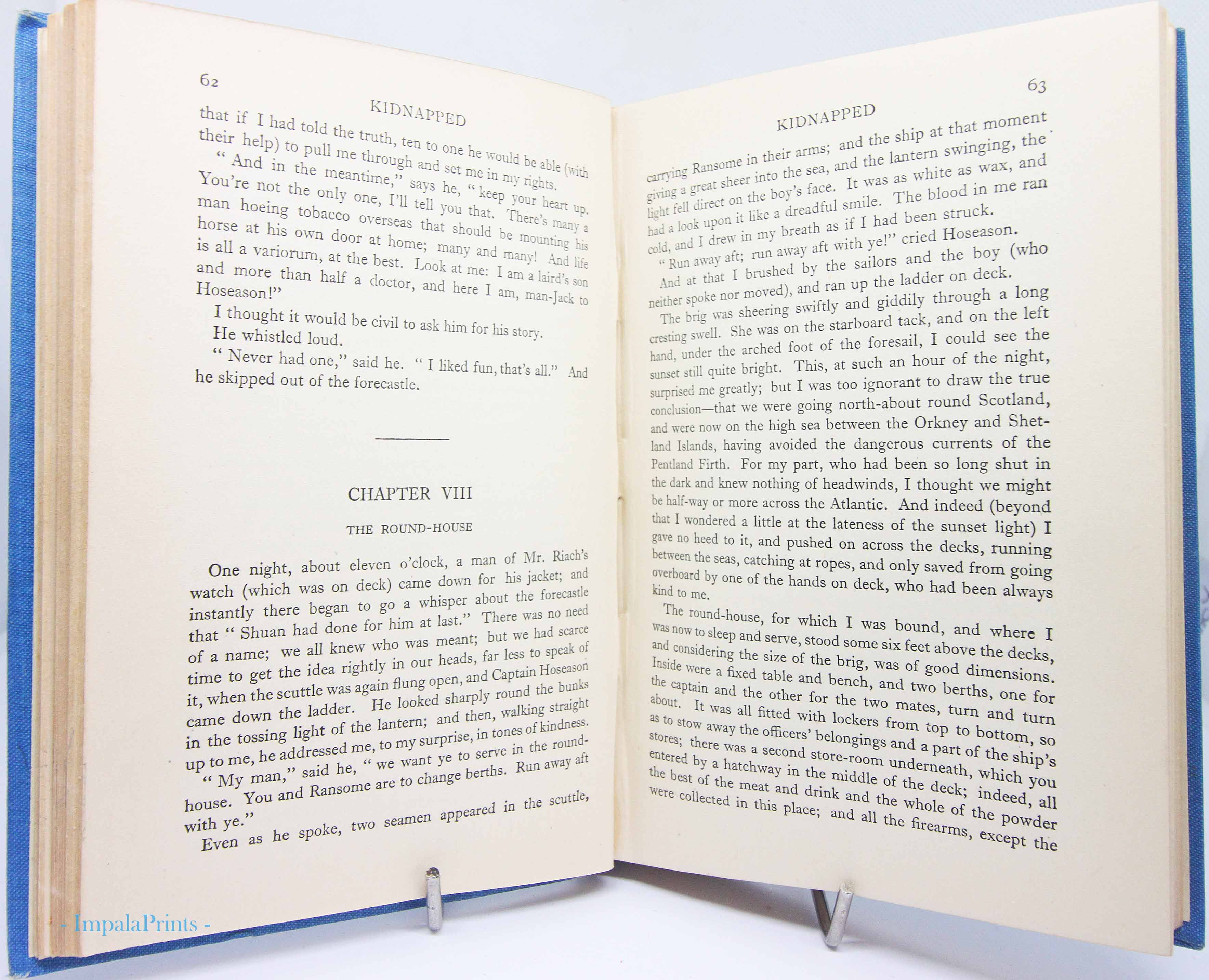 Kidnapped by R.L. Stevenson 1942 Blue Hardback – Illustrated Vintage Adventure B