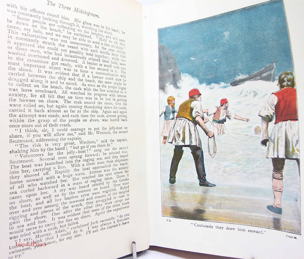 Thumbnail: Three Midshipmen 1913Childrens Antique adventure Vintage Travel History Book Har