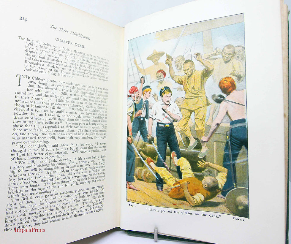 Thumbnail: Three Midshipmen 1913Childrens Antique adventure Vintage Travel History Book Har