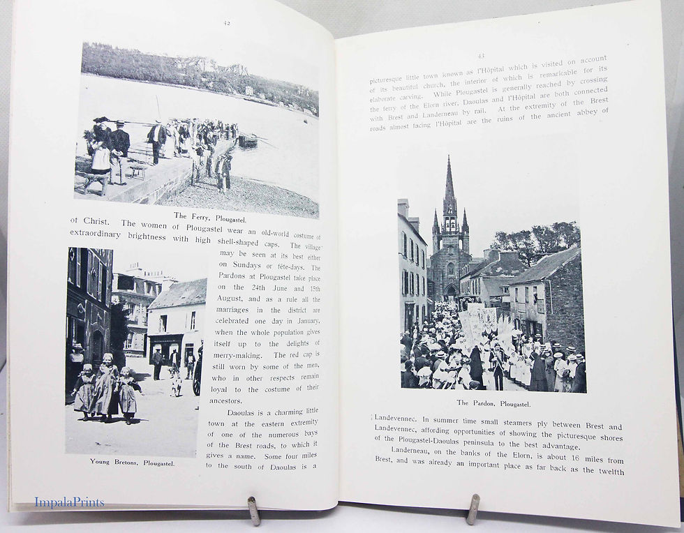 Thumbnail: Vintage Brittany Travel Book – 1910 Illustrated Hardback, Antique Guide with Map