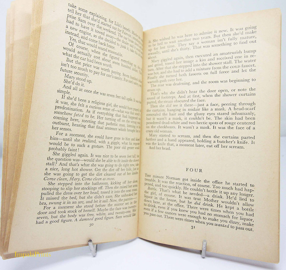 Thumbnail: Psycho by Robert Bloch (1962) – Vintage Paperback Thriller, Classic Horror Novel